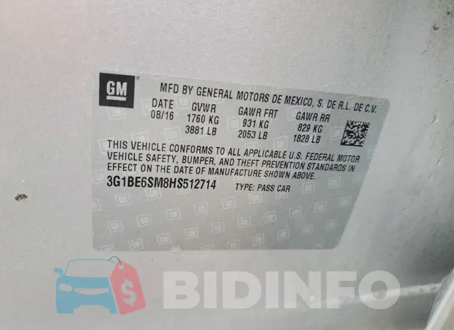 3G1BE6SM8HS512714 Photo# 12
