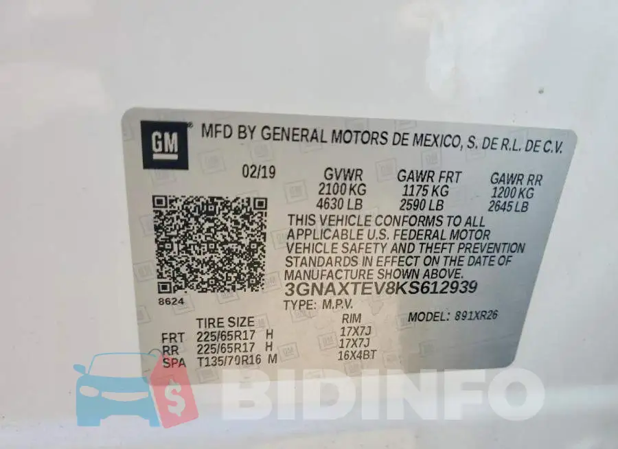 3GNAXTEV8KS612939 Photo# 13