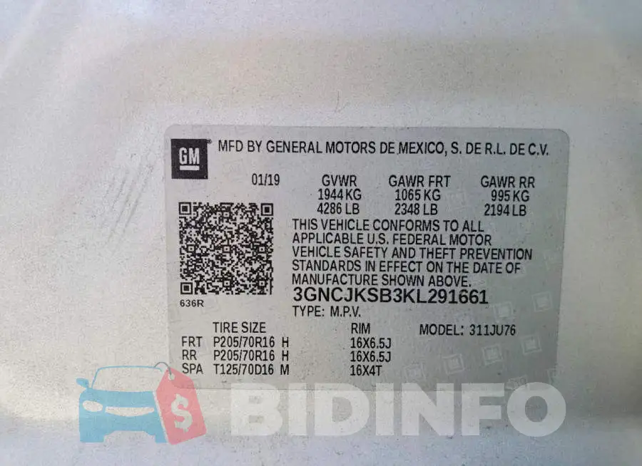 3GNCJKSB3KL291661 Photo# 14