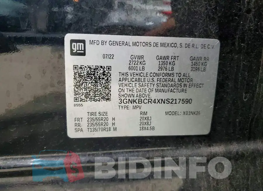 3GNKBCR4XNS217590 Photo# 13
