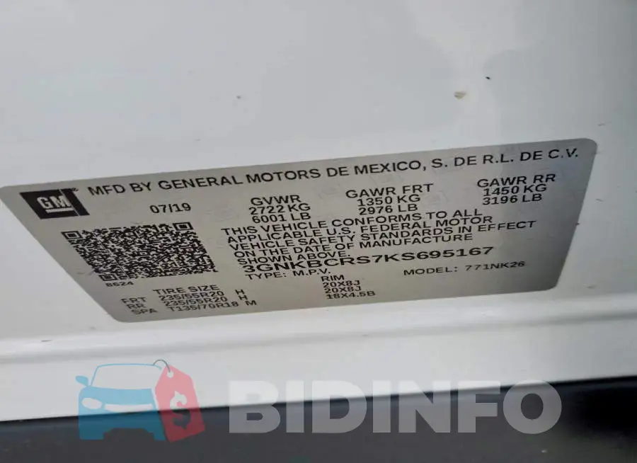 3GNKBCRS7KS695167 Photo# 13