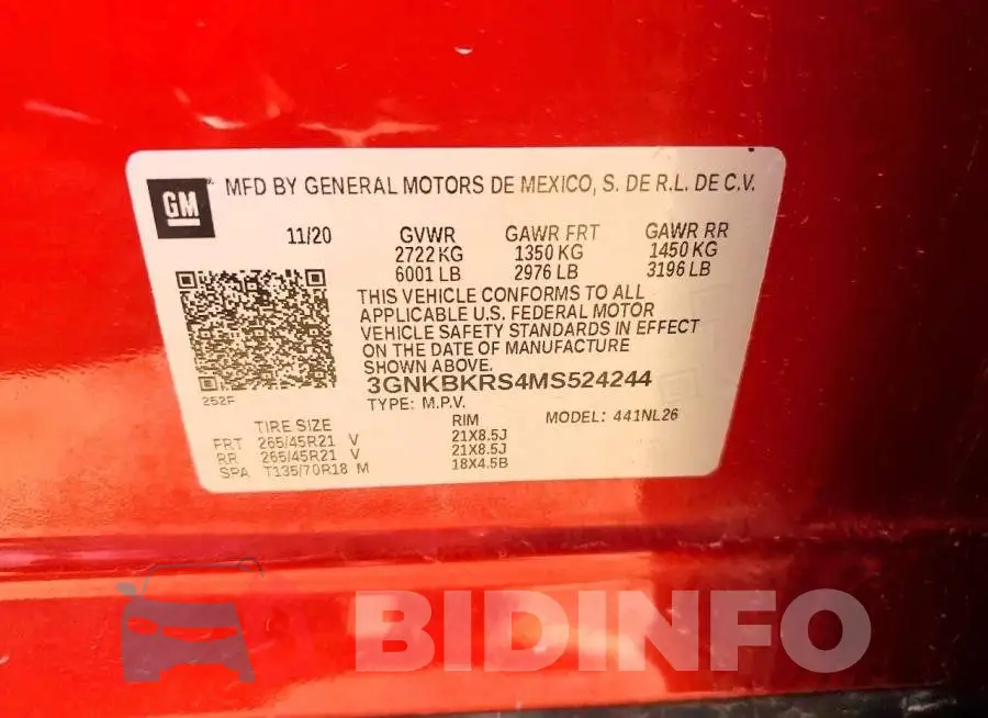 3GNKBRS4MS524244 Photo# 13