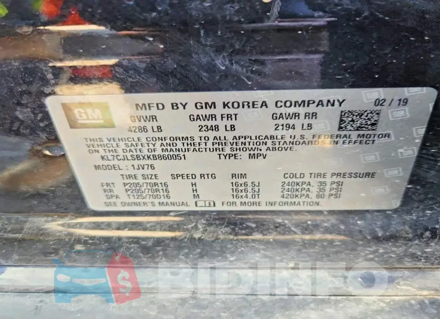 KL7CJLSBXKB860051 Photo# 14