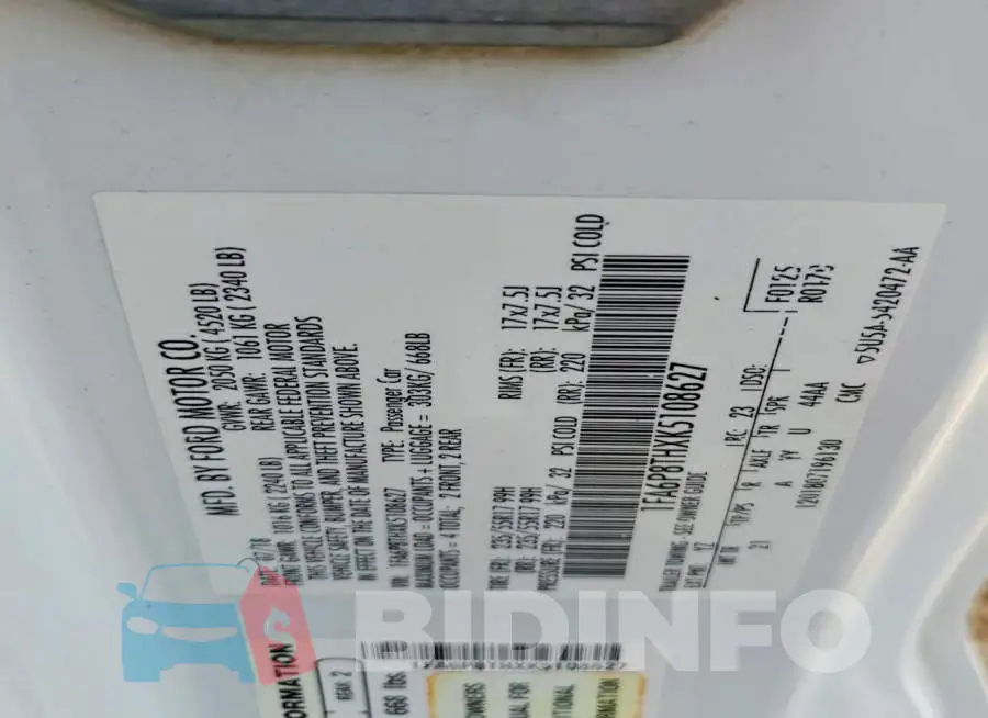 1FA6P8THXK5108627 Photo# 12