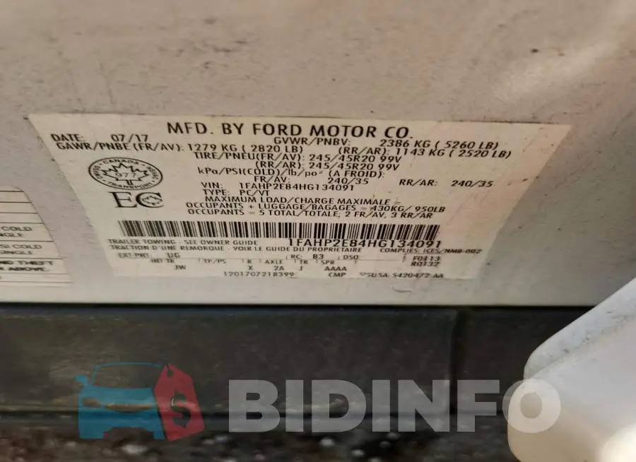 1FAHP2E84HG134091 Photo# 12