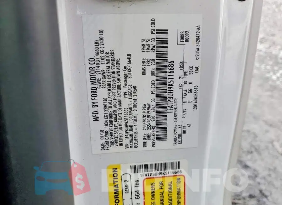 1FATP8UH9K5116686 Photo# 12