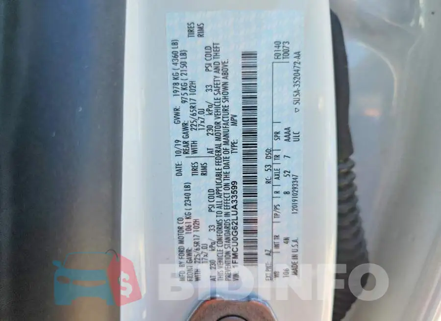 1FMCU0G62LUA33599 Photo# 13