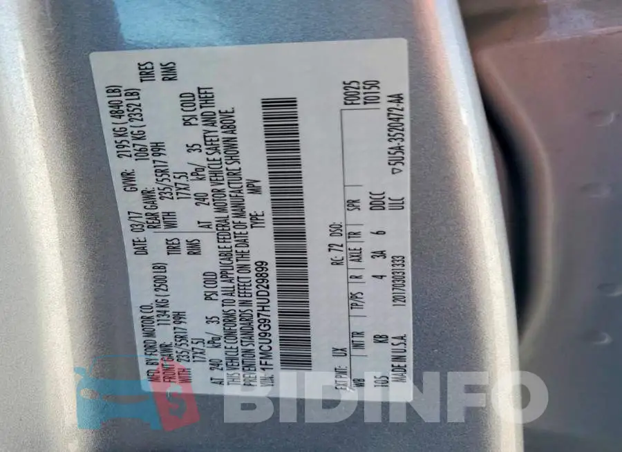 1FMCU9G97HUD29899 Photo# 13
