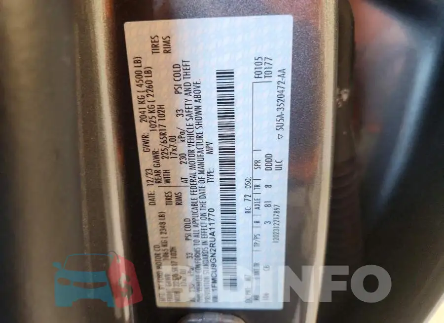1FMCU9GN2RUA11770 Photo# 13