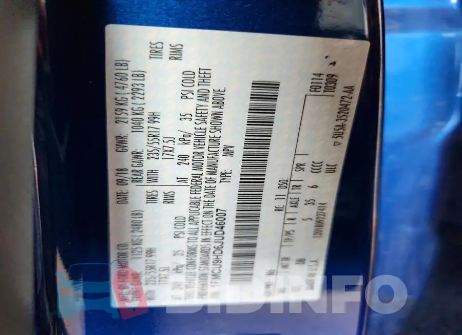 1FMCU9HD6JUD46007 Photo# 13