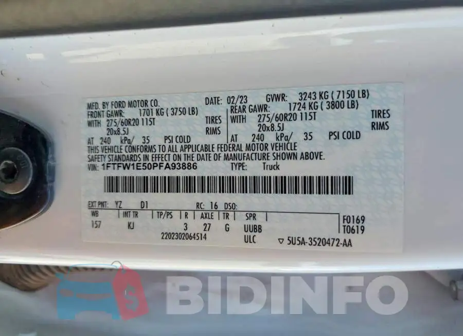 1FTFW1E50PFA93886 Photo# 12