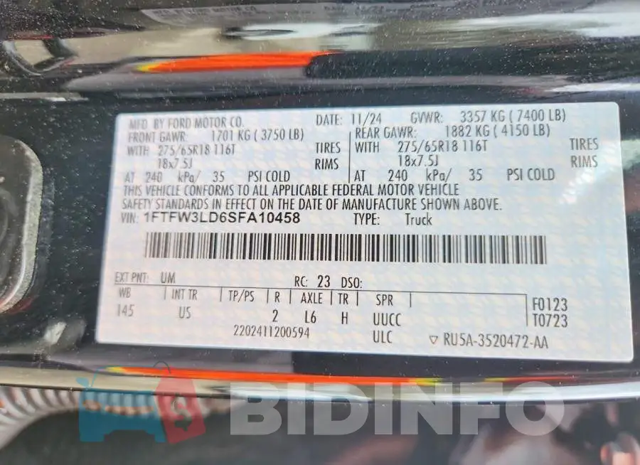 1FTFW3LD6SFA10458 Photo# 12