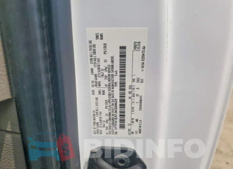 1FTFX1E57JKG09625 Photo# 12