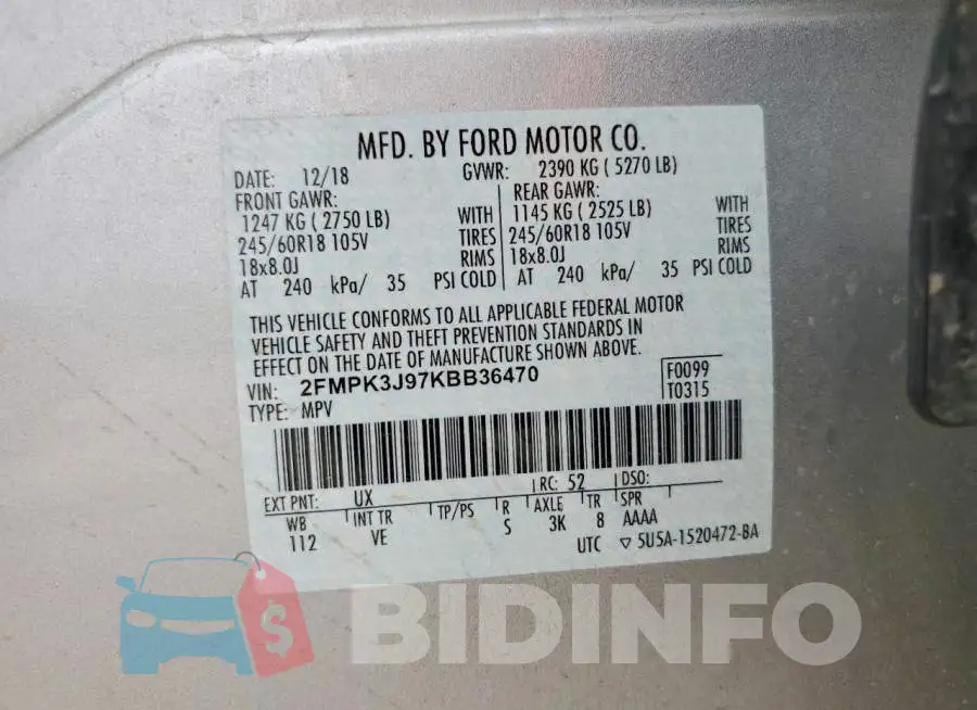 2FMPK3J97KBB36470 Photo# 14