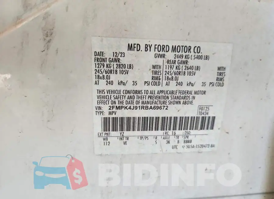 2FMPK4J91RBA69672 Photo# 13