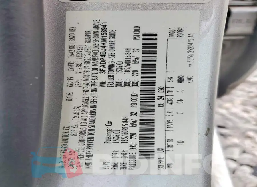 3FADP4BJ4KM158941 Photo# 12