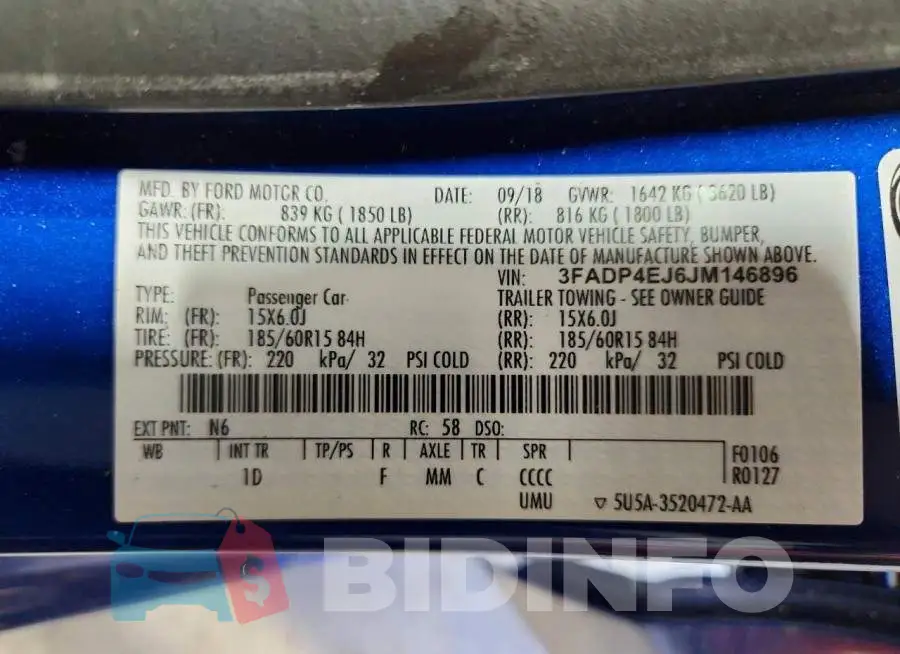 3FADP4EJ6JM146896 Photo# 13