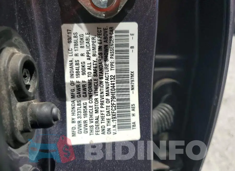 19XFC2F79HE044132 Photo# 12