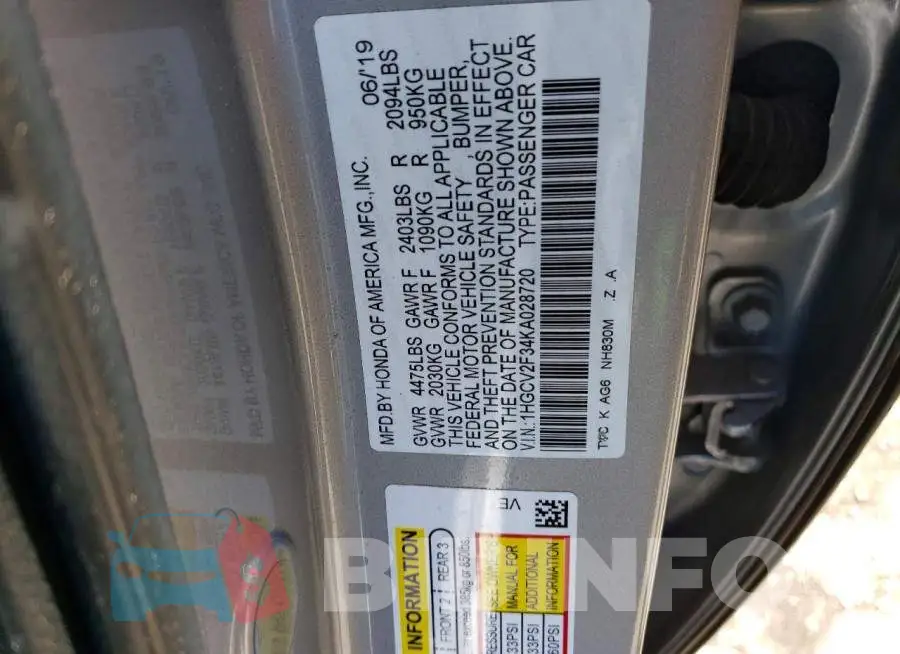 1HGCV2F34KA028720 Photo# 12