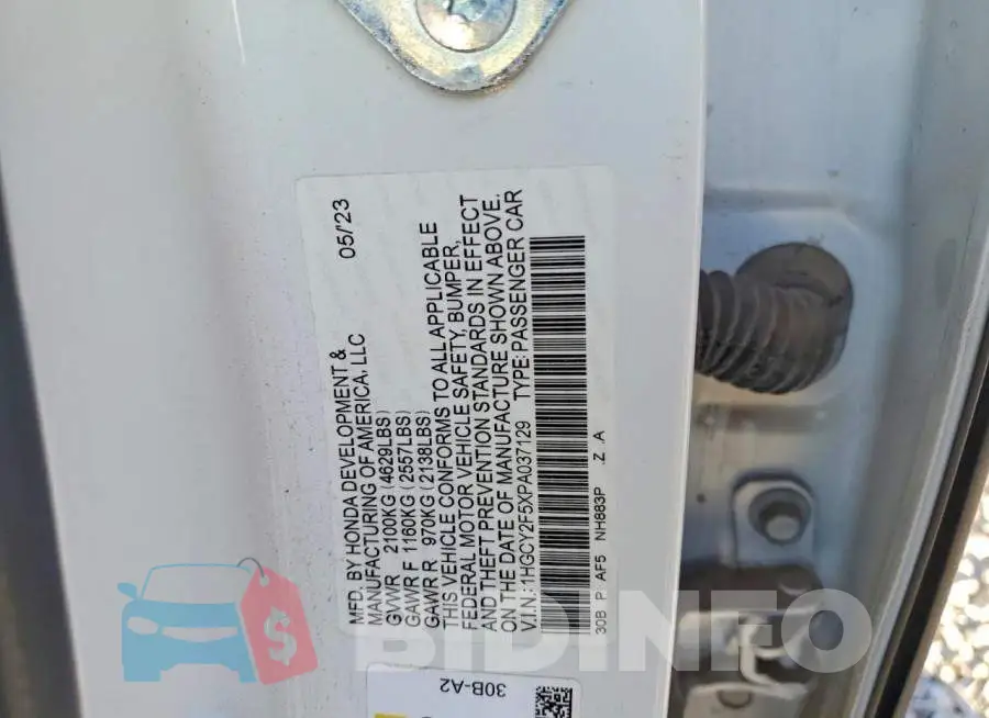 1HGCY2F5XPA037129 Photo# 13