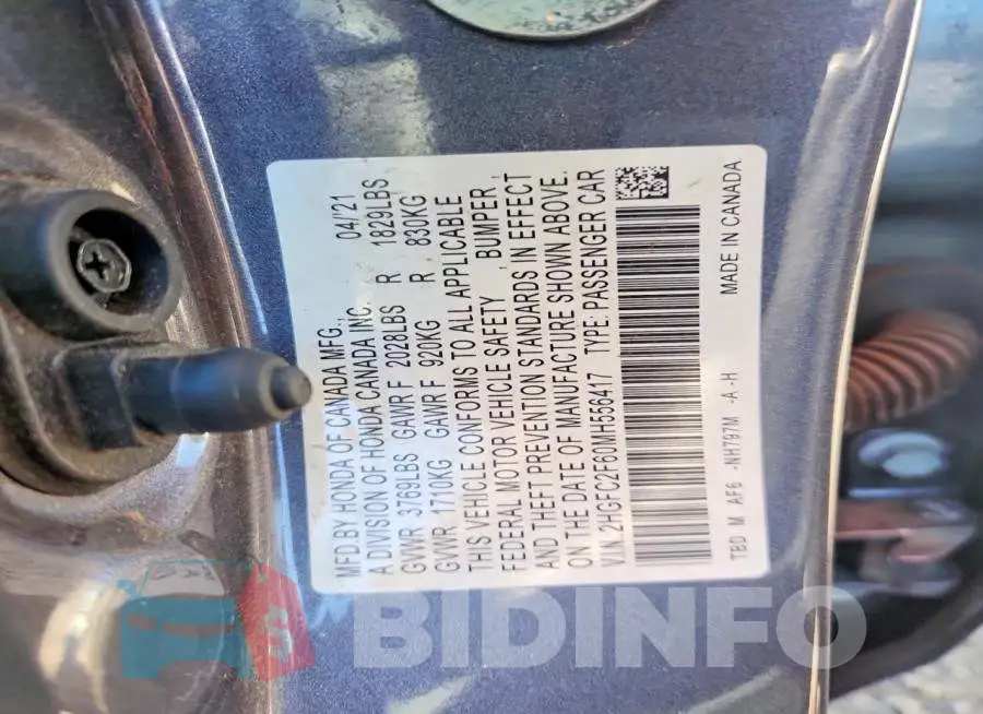 2HGFC2F60MH556417 Photo# 12