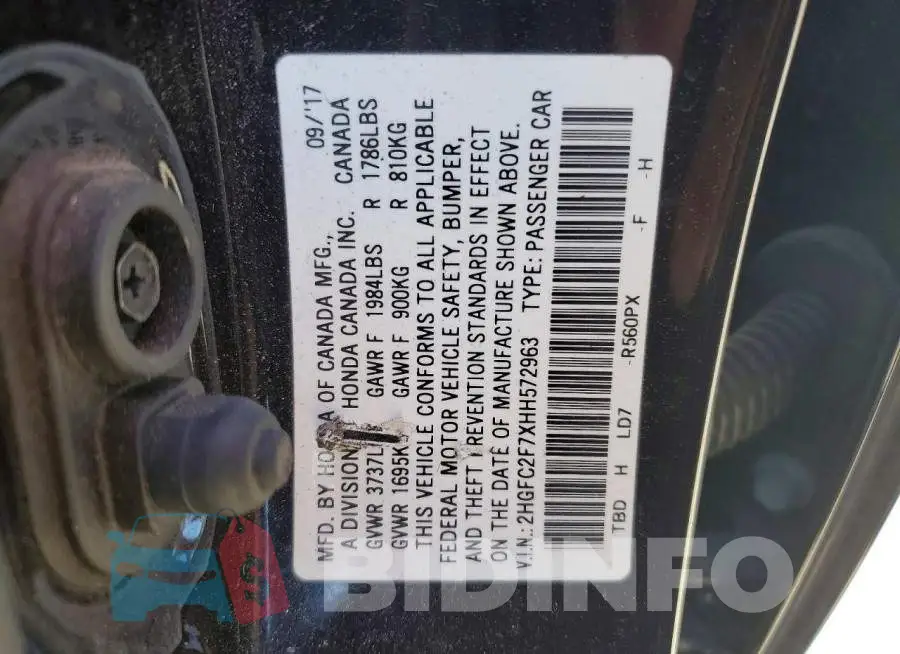 2HGFC2F7XHH572963 Photo# 12