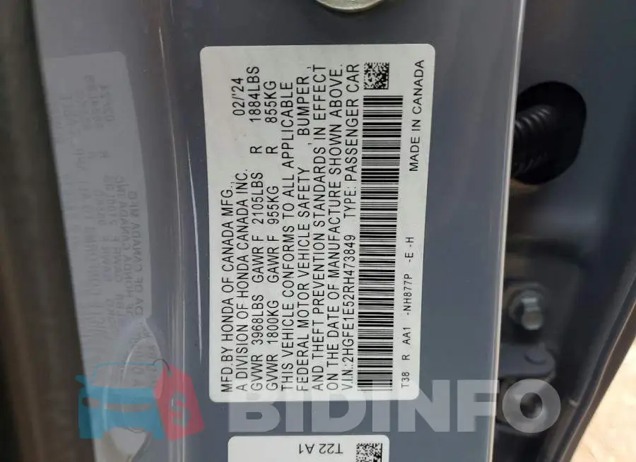2HGFE1E52RH473849 Photo# 12