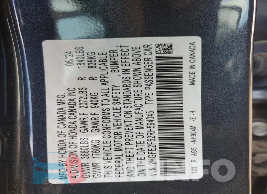2HGFE2F52RH594045 Photo# 12