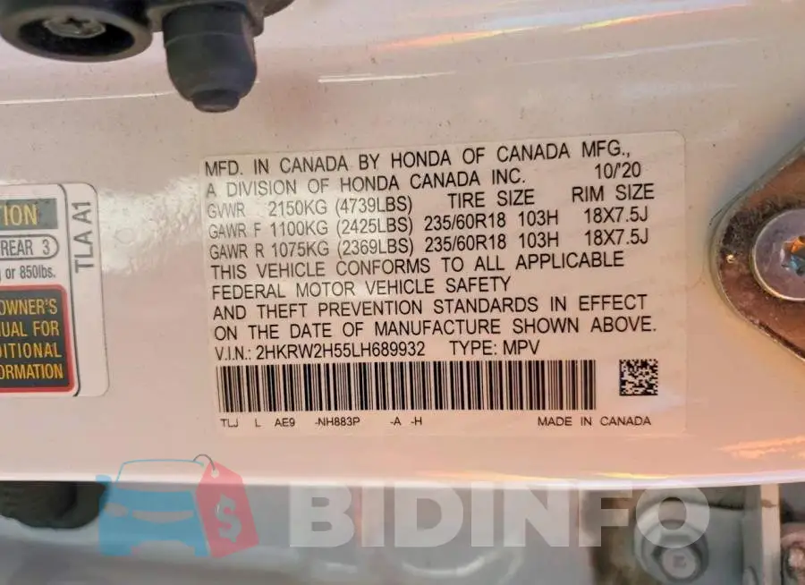2HKRW2H55LH689932 Photo# 13