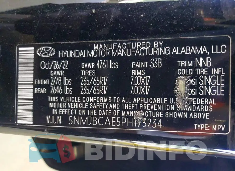 5NMJBCAE5PH193234 Photo# 13
