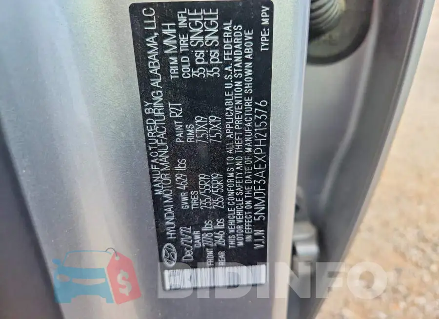 5NMJF3AEXPH215376 Photo# 12