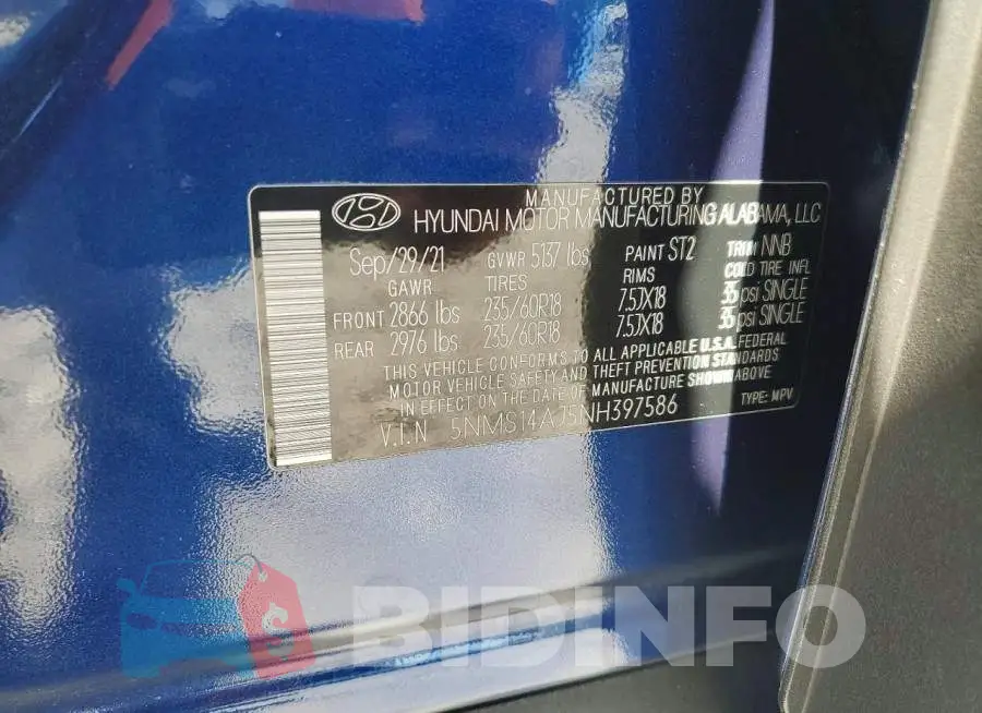 5NMS14AJ5NH397586 Photo# 13