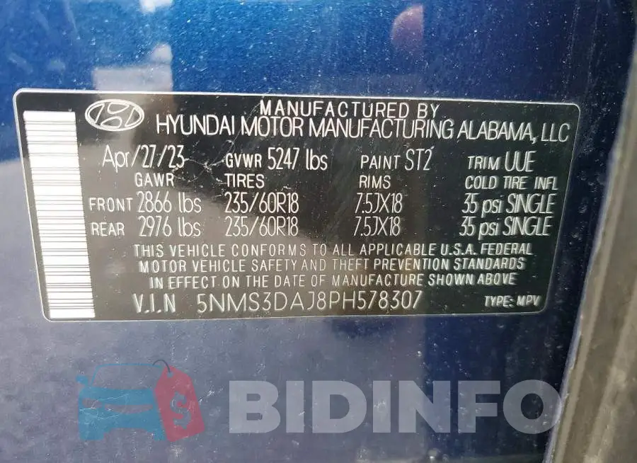 5NMS3DAJ8PH578307 Photo# 14