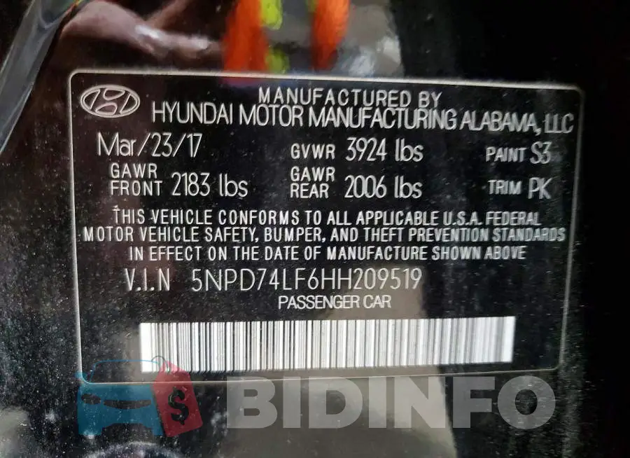 5NPD74LF6HH209519 Photo# 13