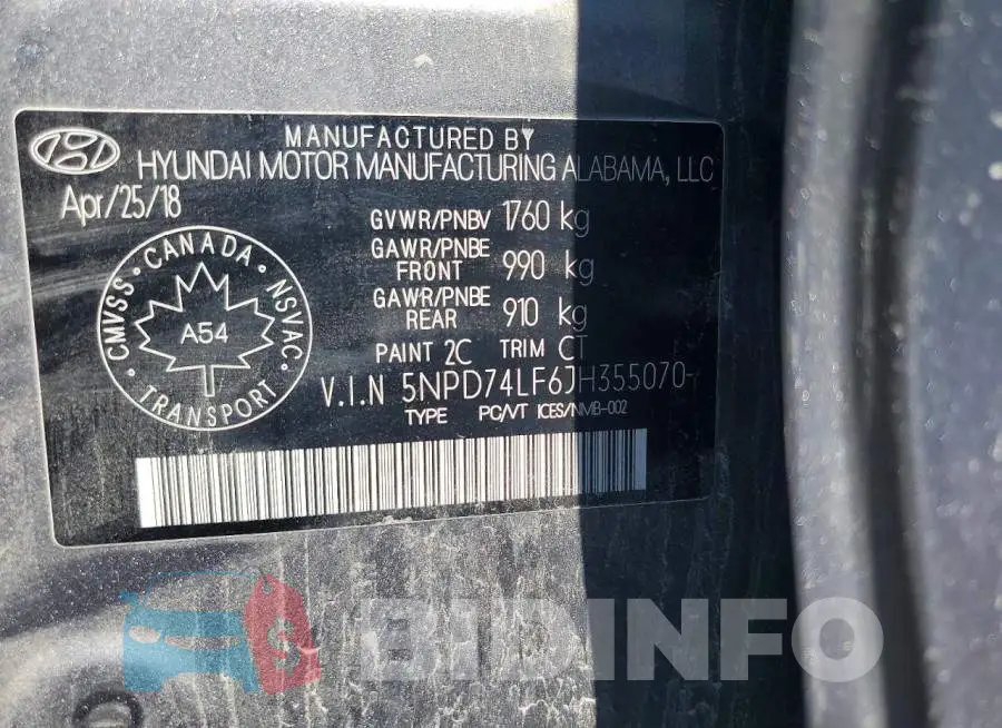 5NPD74LF6JH355070 Photo# 13