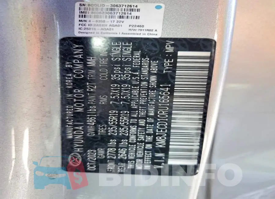 KM8JECD10RU165641 Photo# 14