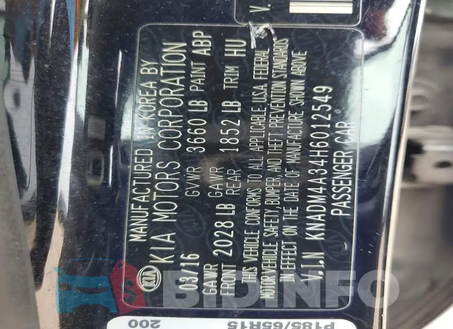 KNADM4A34H6012549 Photo# 13