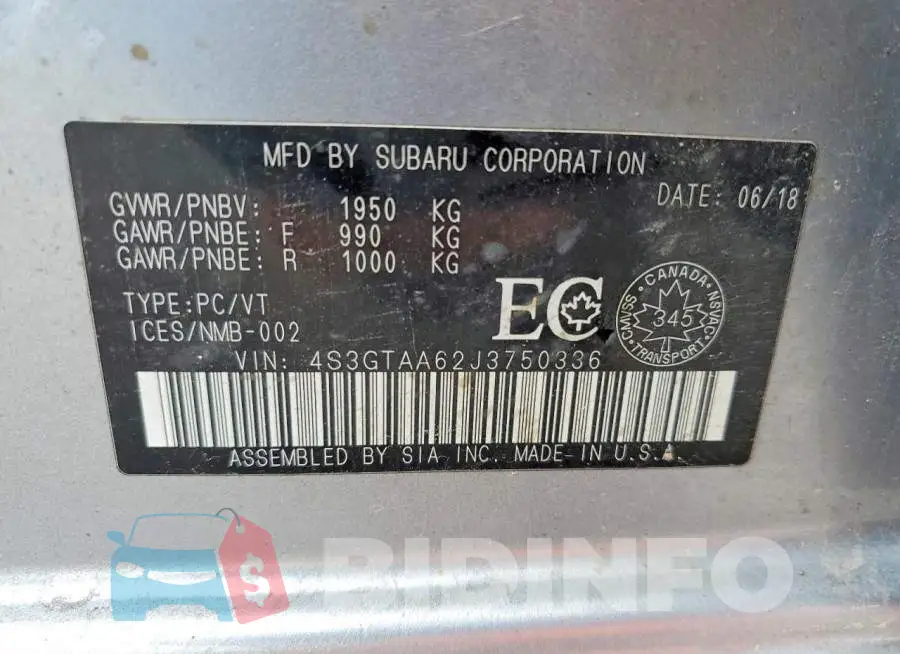 4S3GTAA62J3750336 Photo# 12
