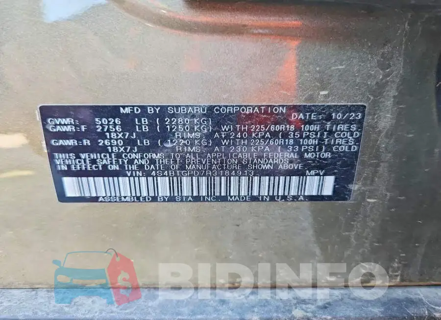 4S4BTGPD7R3184913 Photo# 13