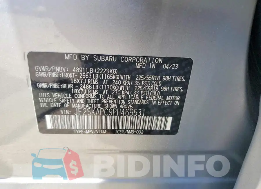 JF2SKAPC9PH469531 Photo# 14