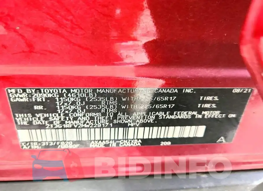 2T3G1RFV2MW229171 Photo# 14