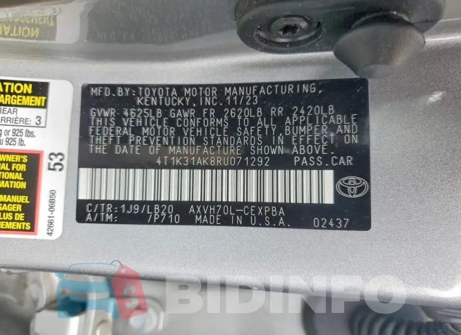 4T1K31AK8RU071292 Photo# 12