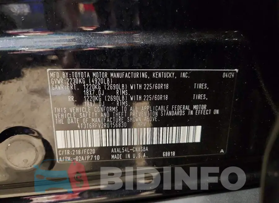 4T3T6RFV2RU156830 Photo# 13