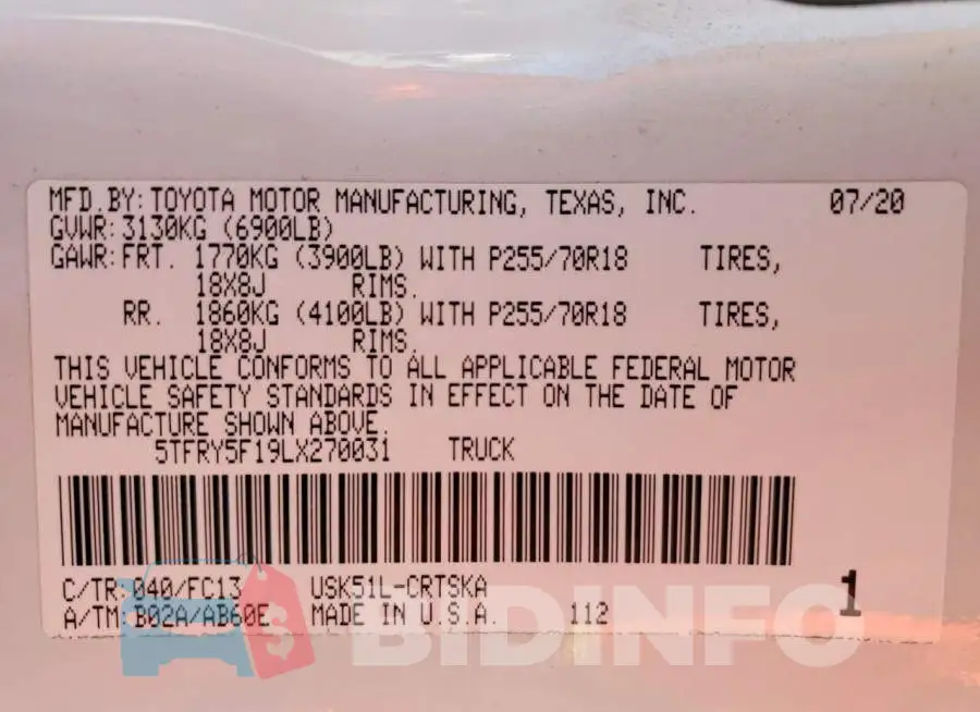 5TFRY5F19LX270031 Photo# 12