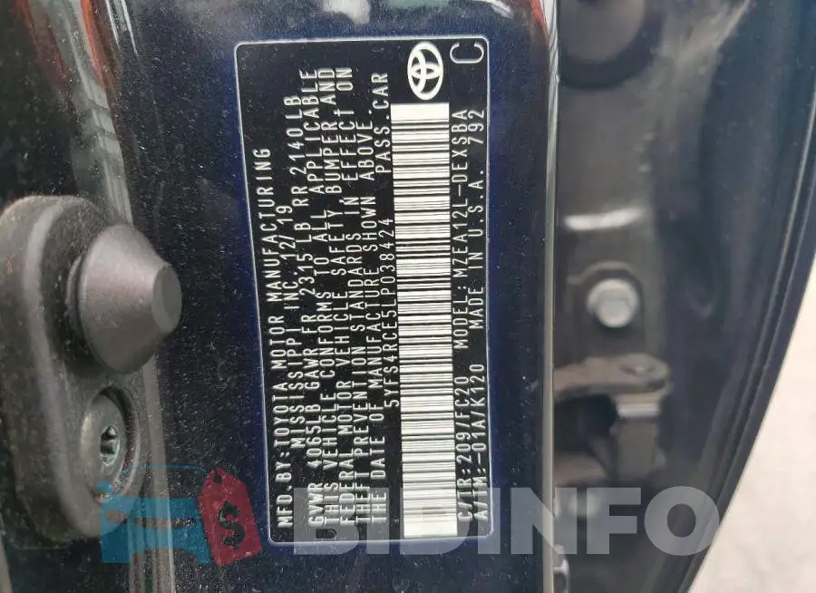 5YFS4RCE5LP038424 Photo# 12