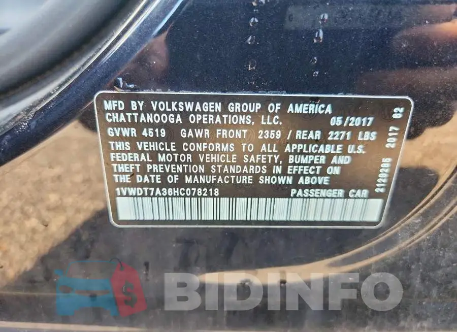 1VWDT7A36HC078218 Photo# 13