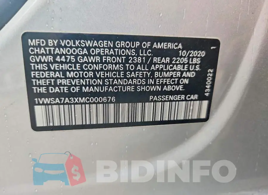 1VWSA7A3XMC000676 Photo# 12