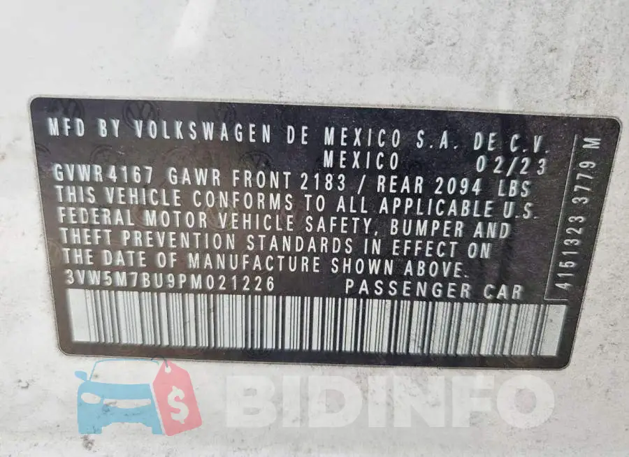 3VW5M7BU9PM021226 Photo# 12