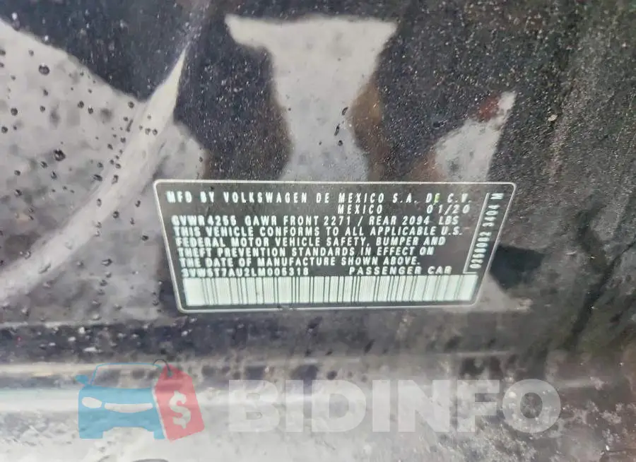 3VW5T7AU2LM005318 Photo# 12