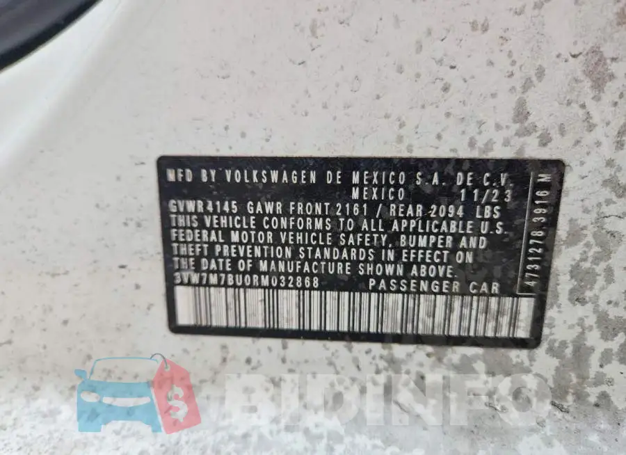 3VW7M7BU0RM032868 Photo# 12